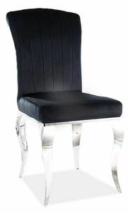 Prince Velvet Krómi Bársony Étkező Szék Fekete Elegáns