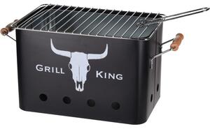 BBQ Faszenes grillsütő, téglalap alakú, hordozható, szén, levehető grill, 32x20x20cm