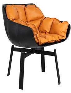 King Home Shiba Forgószék Üvegszálas Műbőr Fekete-Konyak Modern