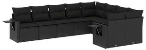 VidaXL Polyrattan Kerti Ülőgarnitúra - 9 részes - Fekete