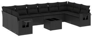 VidaXL Polyrattan Kerti Ülőgarnitúra - Fekete - 11 részes