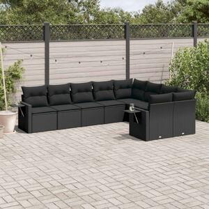 VidaXL Polyrattan Kerti Ülőgarnitúra - 9 részes - Fekete