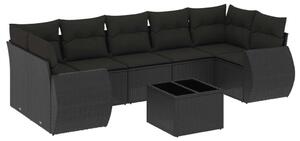 VidaXL 8 részes Kerti Ülőgarnitúra - Fekete Polyrattan