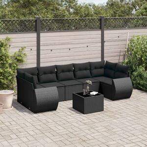 VidaXL 8 részes Kerti Ülőgarnitúra - Fekete Polyrattan