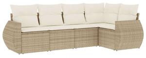 VidaXL Polyrattan Kerti Ülőgarnitúra - 5 részes - Bézs
