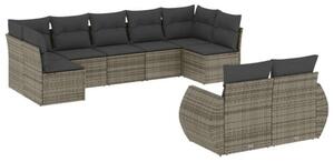 VidaXL 9-részes szürke polyrattan kerti ülőgarnitúra párnákkal