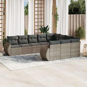 VidaXL Polyrattan Kerti Ülőgarnitúra - 10 részes - Szürke