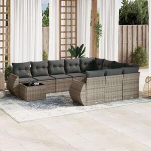 VidaXL Polyrattan Kerti Ülőgarnitúra - 11 részes - Szürke