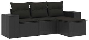 VidaXL Polyrattan Kerti Ülőgarnitúra - 4 részes - Fekete