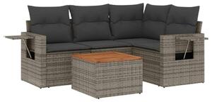 VidaXL 5 részes szürke polyrattan kerti ülőgarnitúra
