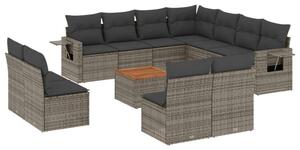 VidaXL Polyrattan Kerti Ülőgarnitúra - 12 részes - Szürke
