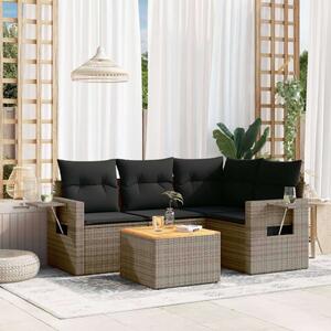 VidaXL 5 részes szürke polyrattan kerti ülőgarnitúra