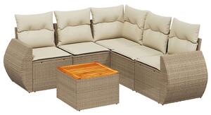 VidaXL Polyrattan Kerti Ülőgarnitúra - 6 részes, Bézs