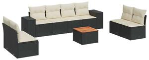 VidaXL Polyrattan Kerti Ülőgarnitúra - 9 részes - Fekete