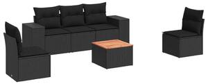VidaXL Polyrattan Kerti Ülőgarnitúra - 6 részes - Fekete