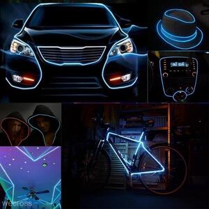 ProCart® El Wire neon elektrolumineszcens vezeték, 2,8 mm, fém betéttel, lehetővé teszi a modellezést