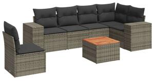 VidaXL Polyrattan Kerti Ülőgarnitúra - 7 részes, Szürke