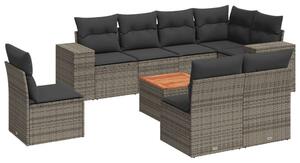 VidaXL Polyrattan Kerti Ülőgarnitúra - 9 részes - Szürke