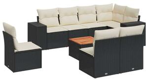 VidaXL Polyrattan Kerti Ülőgarnitúra - 9 részes - Fekete