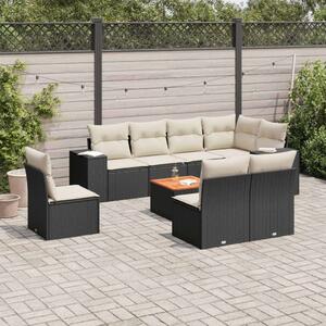 VidaXL Polyrattan Kerti Ülőgarnitúra - 9 részes - Fekete