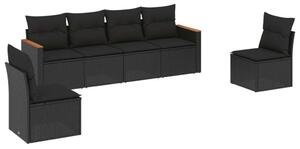 VidaXL Polyrattan Kerti Ülőgarnitúra - Fekete - 6 részes