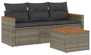 VidaXL Polyrattan Kerti Ülőgarnitúra - 4 Részes Szürke