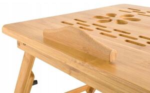ProCart® laptop asztal, 14 hüvelykes, összecsukható, pohártartó, fiók, bambusz fa, 50x30 cm
