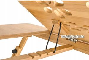 ProCart® laptop asztal, 14 hüvelykes, összecsukható, pohártartó, fiók, bambusz fa, 50x30 cm