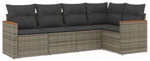 VidaXL 5 részes szürke polyrattan kerti ülőgarnitúra párnákkal