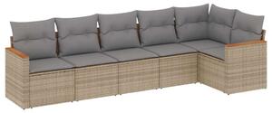 Polyrattan Kerti Ülőgarnitúra - 6 részes - Bézs