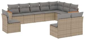VidaXL Polyrattan Kerti Ülőgarnitúra - 10 részes - Bézs