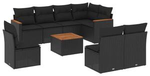 VidaXL 9 részes Polyrattan Kerti Ülőgarnitúra - Fekete