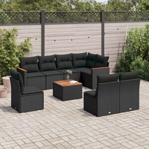 VidaXL 9 részes Polyrattan Kerti Ülőgarnitúra - Fekete