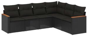 VidaXL Polyrattan Kerti Ülőgarnitúra - 6 részes - Fekete