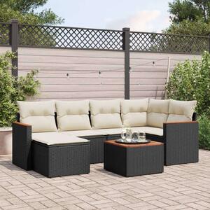 VidaXL Polyrattan Kerti Ülőgarnitúra - 7 részes - Fekete
