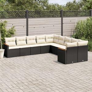 VidaXL Polyrattan Kerti Ülőgarnitúra - 10 részes - Fekete