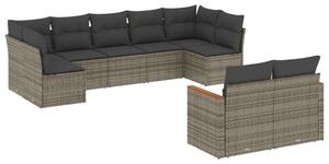 VidaXL Polyrattan Kerti Ülőgarnitúra - 9 részes - Szürke