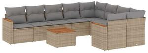 VidaXL Polyrattan Kerti Ülőgarnitúra - 10 részes - Bézs