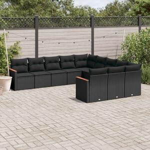 VidaXL Polyrattan Kerti Ülőgarnitúra - 11 részes - Fekete