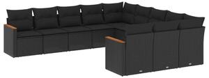 VidaXL Polyrattan Kerti Ülőgarnitúra - 11 részes - Fekete