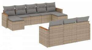 VidaXL Polyrattan Kerti Ülőgarnitúra - 10 részes - Bézs