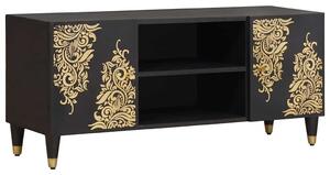 VidaXL TV szekrény polcokkal Fekete 105 x 33 x 46 cm Tömör Mangófát