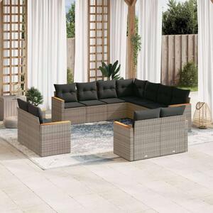 VidaXL Polyrattan Kerti Ülőgarnitúra - 11 részes - Szürke