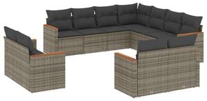 VidaXL Polyrattan Kerti Ülőgarnitúra - 11 részes - Szürke