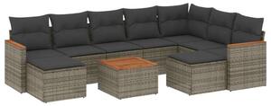VidaXL Polyrattan Kerti Ülőgarnitúra - 10 részes - Szürke
