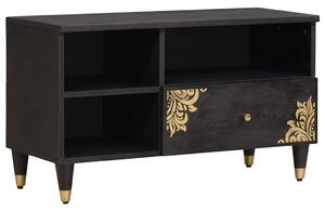 VidaXL TV szekrény fiókkal Fekete 80 x 33 x 46 cm Tömör Mangófát