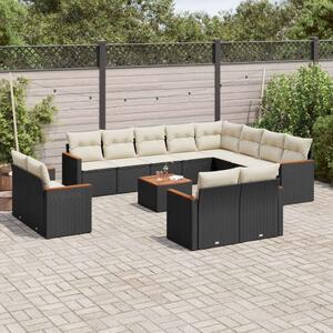 VidaXL Polyrattan Kerti Ülőgarnitúra - 13 részes - Fekete