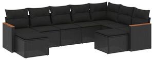 VidaXL Polyrattan Kerti Ülőgarnitúra - 9 részes - Fekete