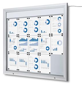 Kültéri LED információs vitrin felső kártyával 15 x A4 - T típusú, alumínium
