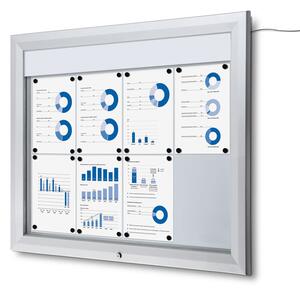 Kültéri LED információs vitrin felső kártyával 8 x A4 - T típusú, alumínium